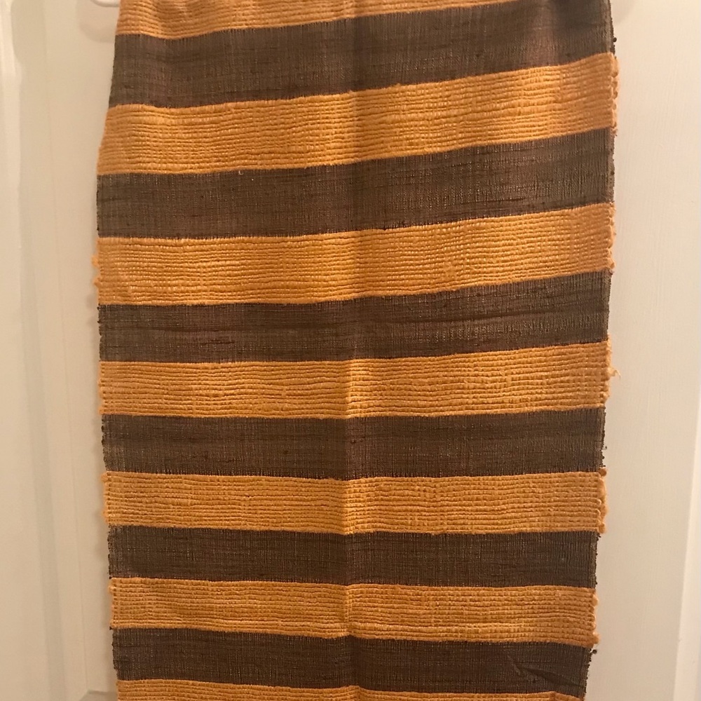 Handcrafted Thai Silk Scarf with Nubby Weave in Gold & Dark Brown - Picture 9 of 9